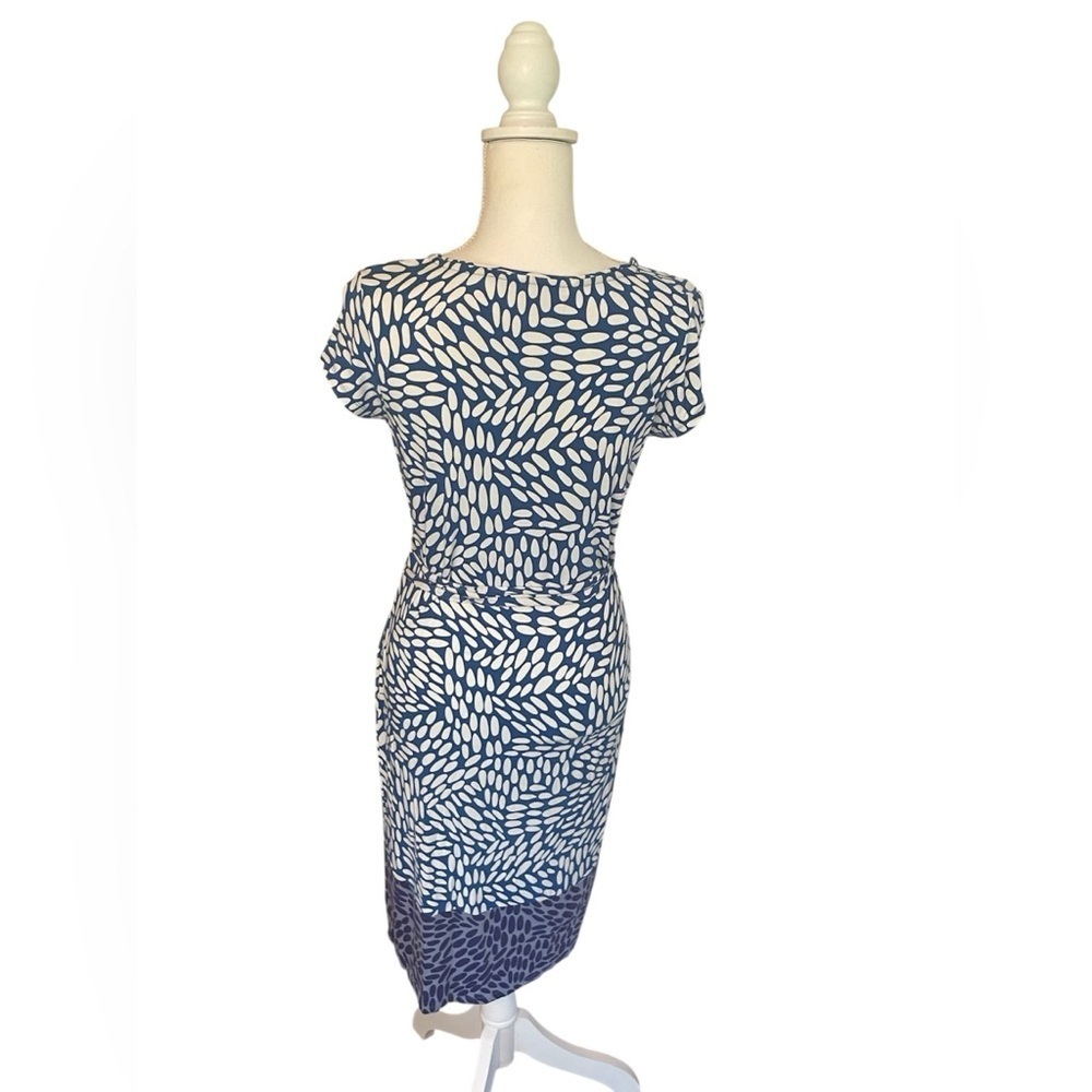 Boden Cap Sleeve Geometric Print Color Block Tie Waist Dress Size 8 - Picture 3 of 8